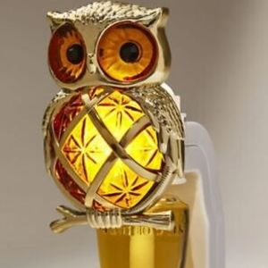 Bath & Body 2022 FIBER OPTIC OWL WALLFLOWER NIGHTLIGHT PLUG IN GOLD NWT FALL